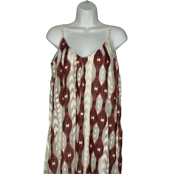 Line & Dot Embroidered Silk Chiffon Maxi Dress SZ M - Picture 3 of 8